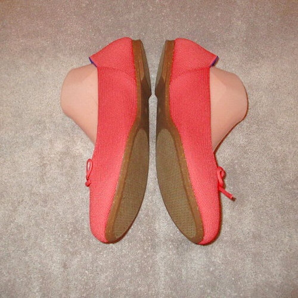 Rothy's The Ballet Flat Size 11.5 Glamour Red Comfort Slip On Shoe Cushioned Bow - Picture 5 of 9